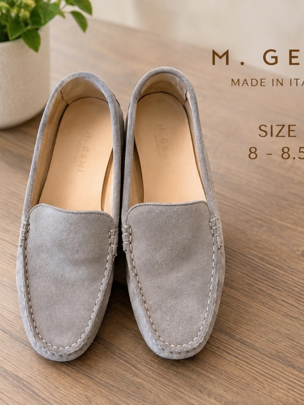 M.Gemi Women’s Gray Suede Driving Loafers Made in Italy Size 8-8.5